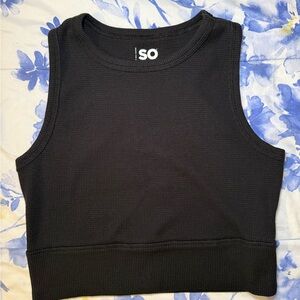 SO black cropped waffle knit tank top, size L